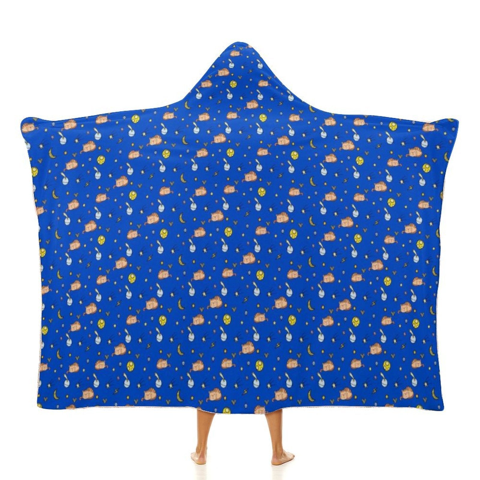 Cats In Space Kids Hooded Blanket 100cm x 130cm white 40"×50" Kids Hooded Blanket animal Printed Offshore Space