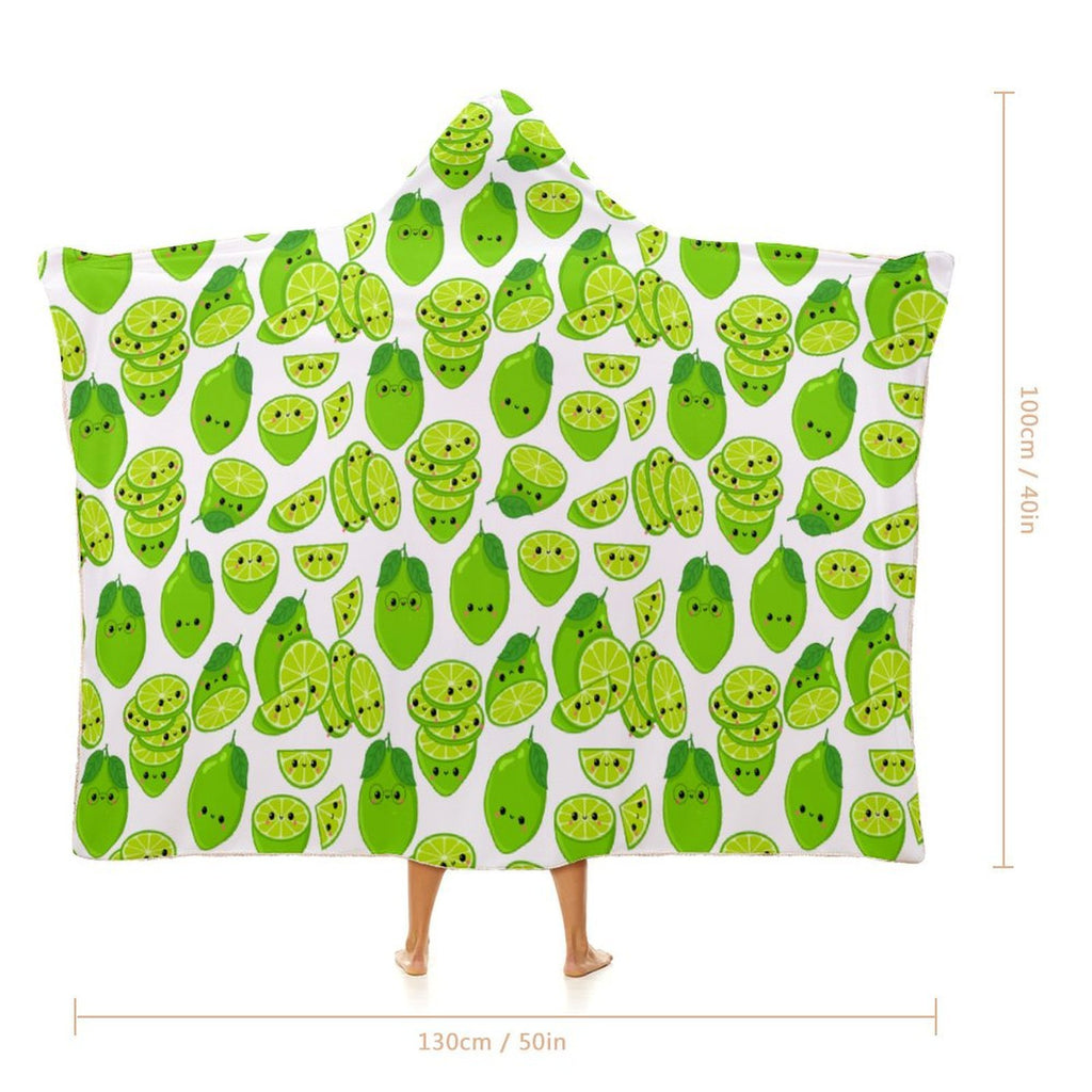 Cute Limes Kids Hooded Blanket 100cm x 130cm Kids Hooded Blanket Food Printed Offshore