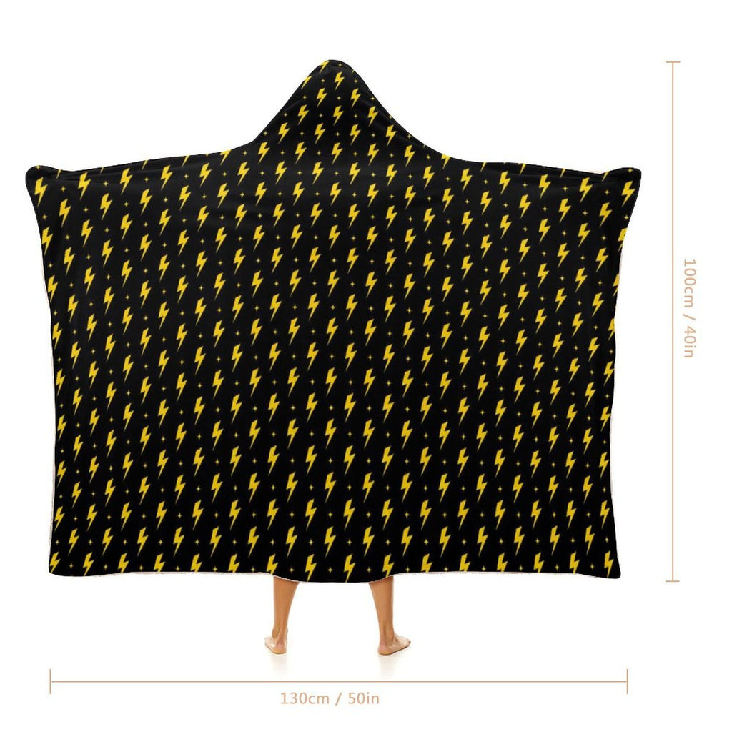 Yellow Lightning Kids Hooded Blanket 100cm x 130cm Kids Hooded Blanket comic Printed Offshore