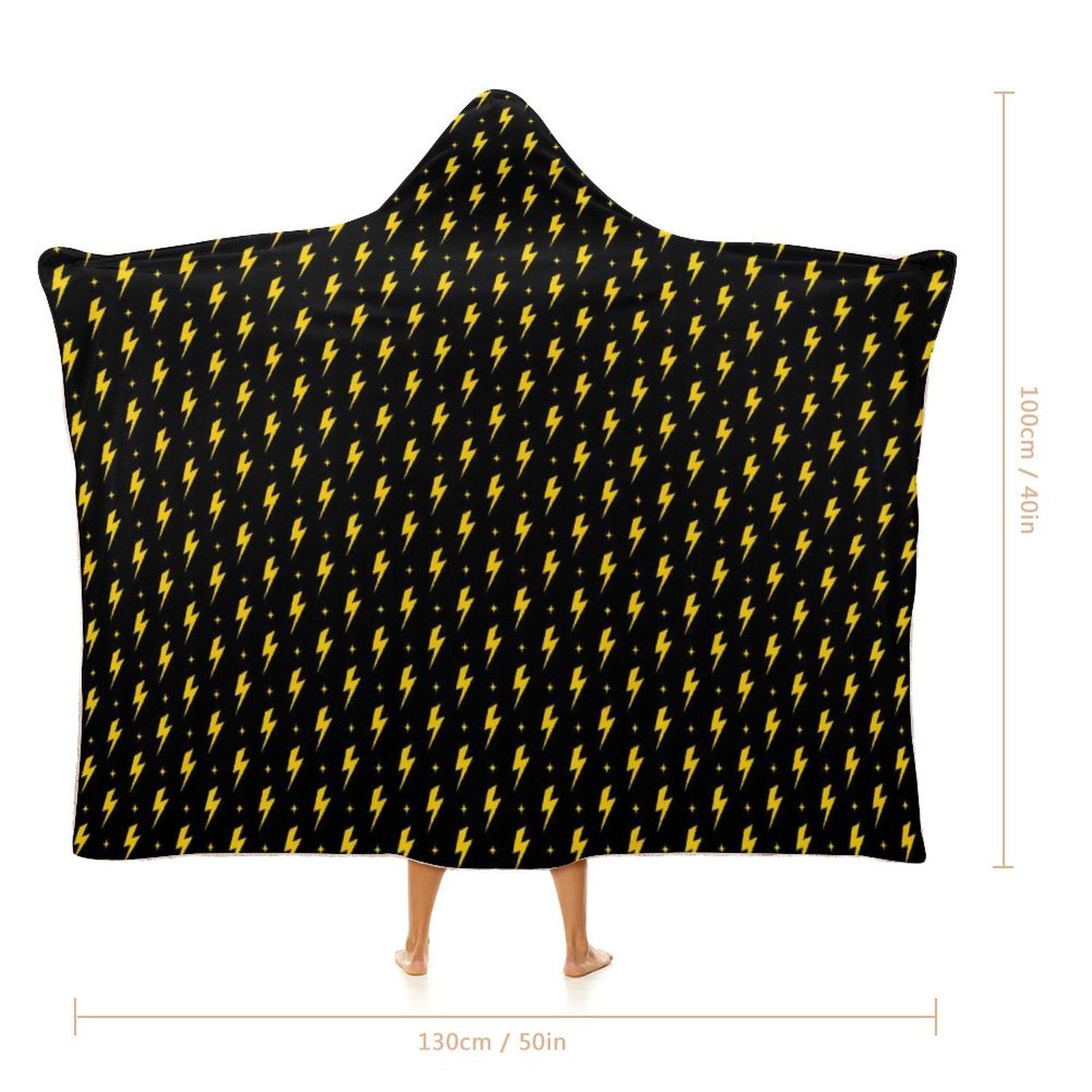 Yellow Lightning Kids Hooded Blanket 100cm x 130cm Kids Hooded Blanket comic Printed Offshore