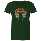 UFO, Retro Stripes - Womens T-shirt Forest Green Womens T-shirt Printed In Australia
