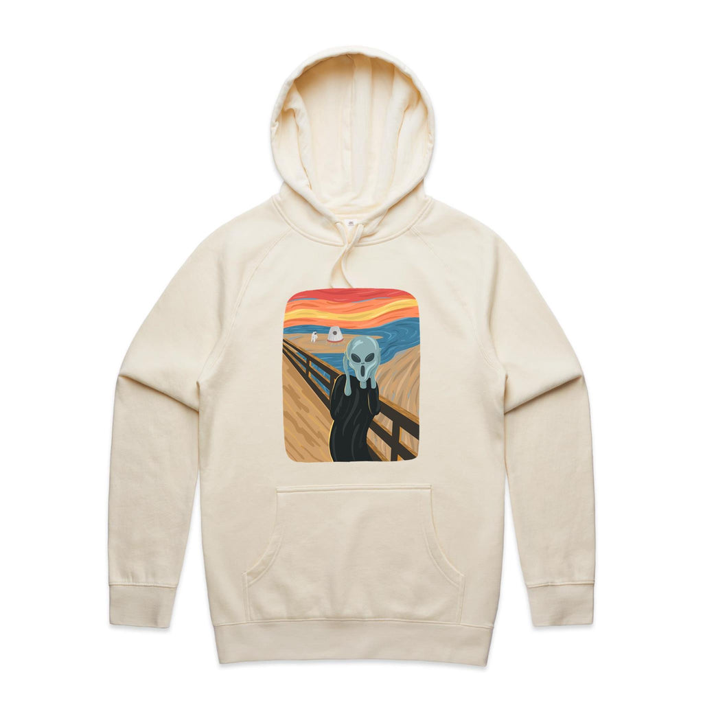 Alien Scream - Mens Hoodie Ecru Mens Hoodie Printed In Australia Sci Fi
