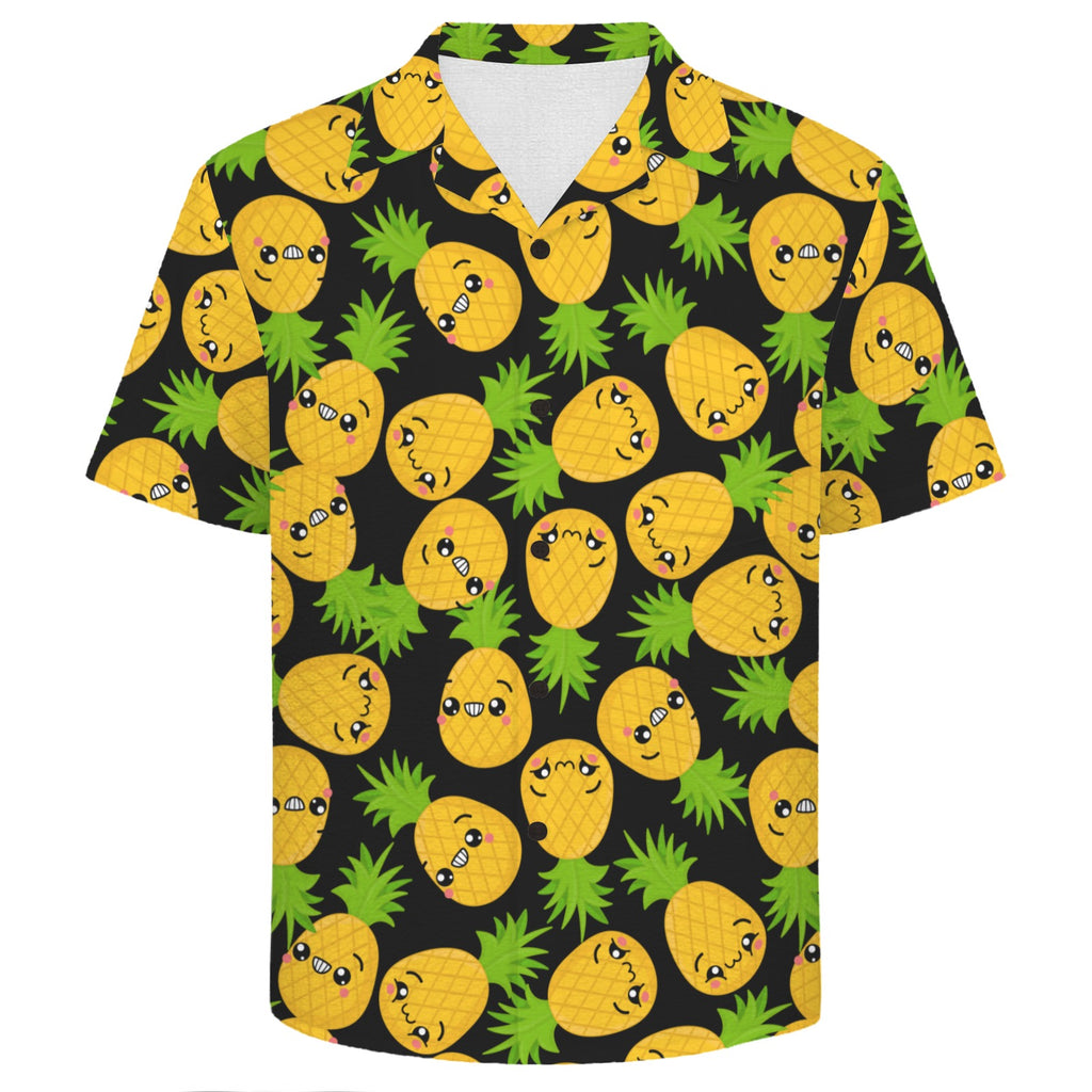 Cool Pineapples Men's Crinkle Hawaiian Shirt