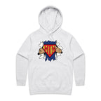 Super Mum - Womens Hoodie White Marle Womens Hoodie comic Mum Printed In Australia