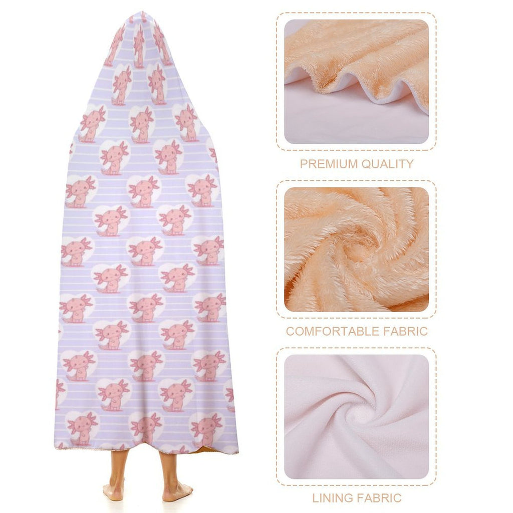 Axolotl Love Kids Hooded Blanket 100cm x 130cm