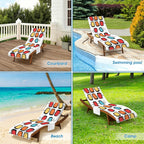 Retro Shapes Beach Chair Towel Cover with Side Pockets