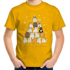 Cats Merry Christmas - Kids Youth T-Shirt Gold Kids Christmas T-shirt Christmas Printed In Australia