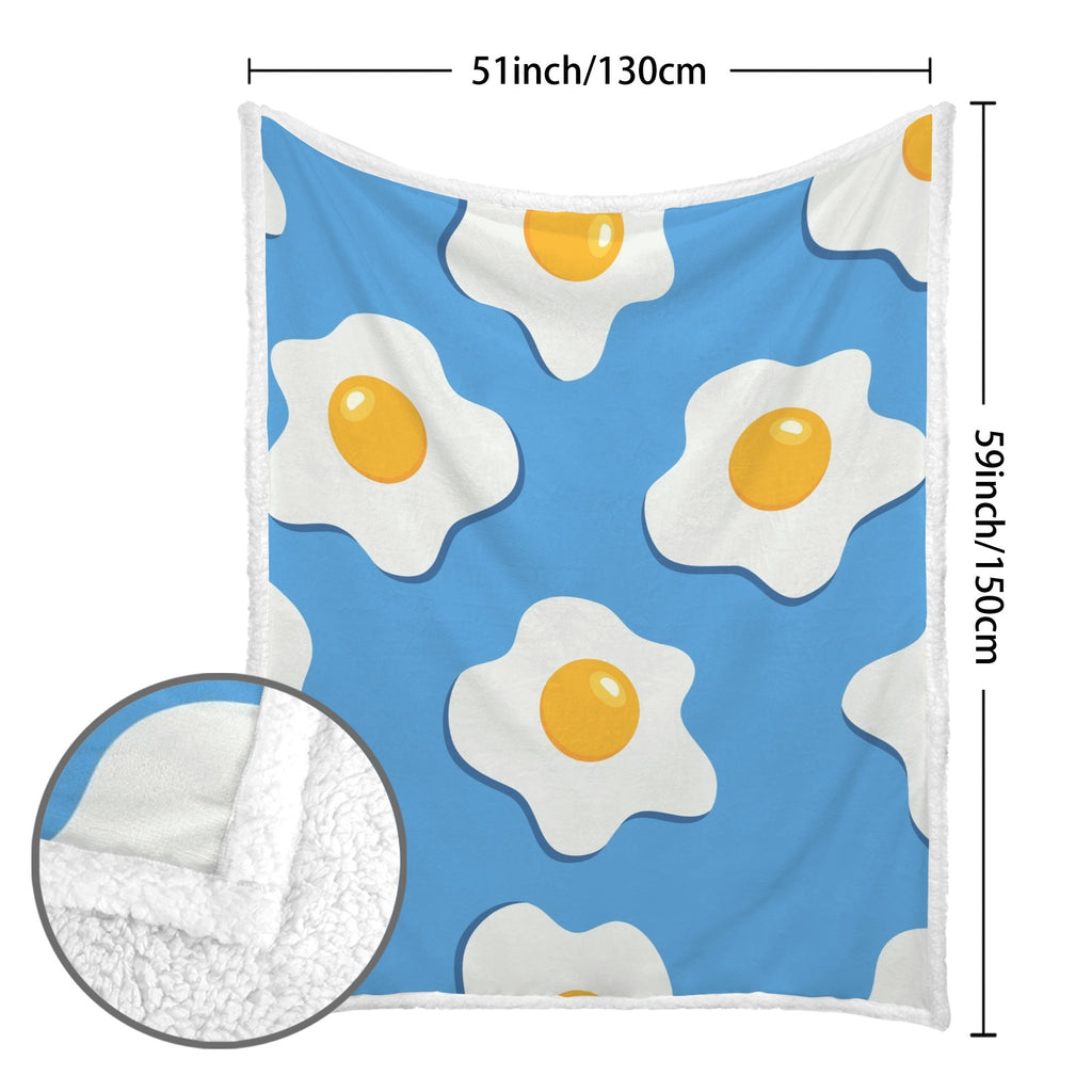 Fried Eggs - Double-Layer Fleece Blanket 51"x59"