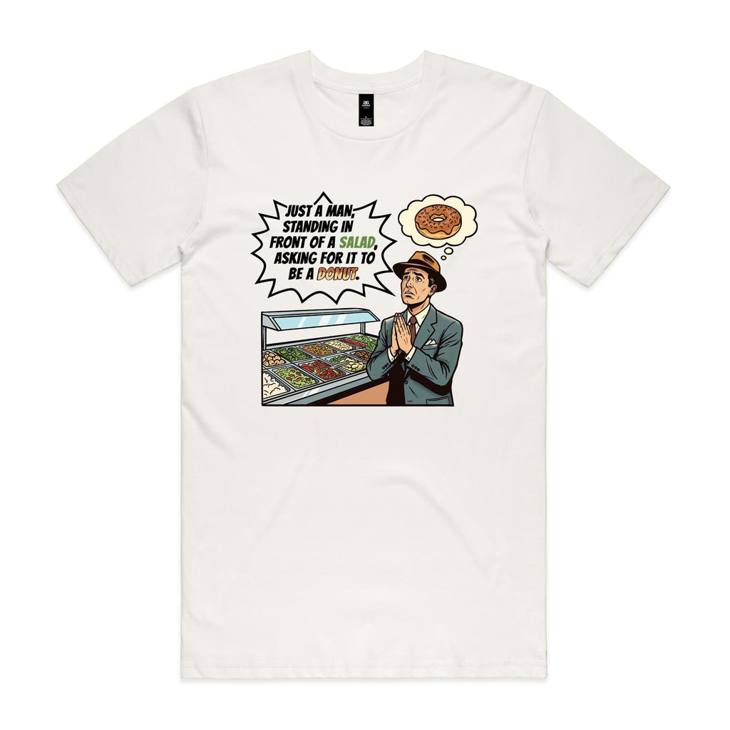 Just A Man Standing In Front Of A Salad Men's AS Colour T-shirt Natural Mens T-shirt Food Printed In Australia