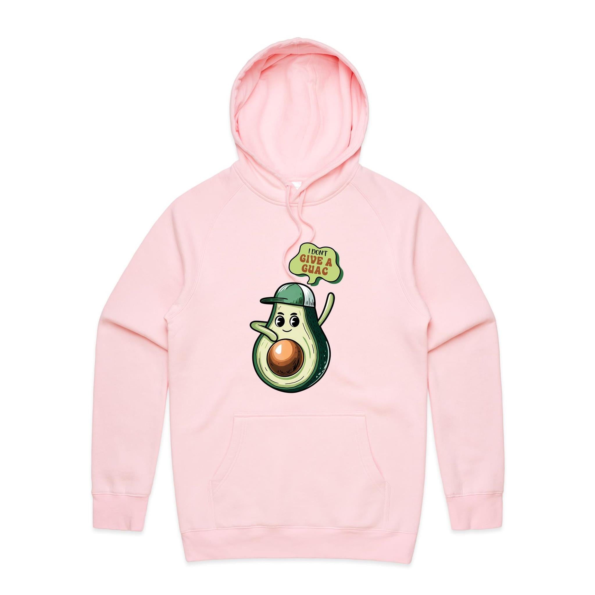 I Don't Give A Quac, Avocado - Mens Hoodie Pink Mens Hoodie Food Printed In Australia