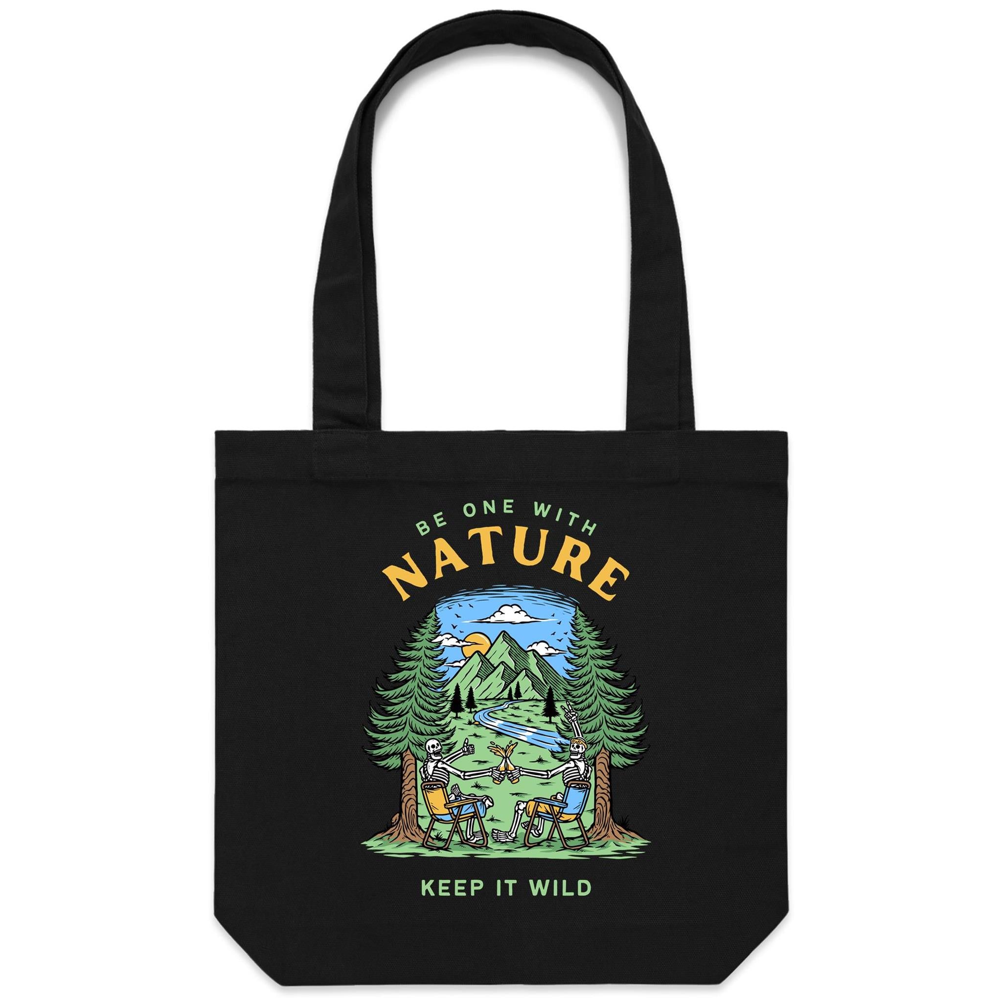 Be One With Nature, Skeletons - Canvas Tote Bag Default Title Tote Bag Printed In Australia