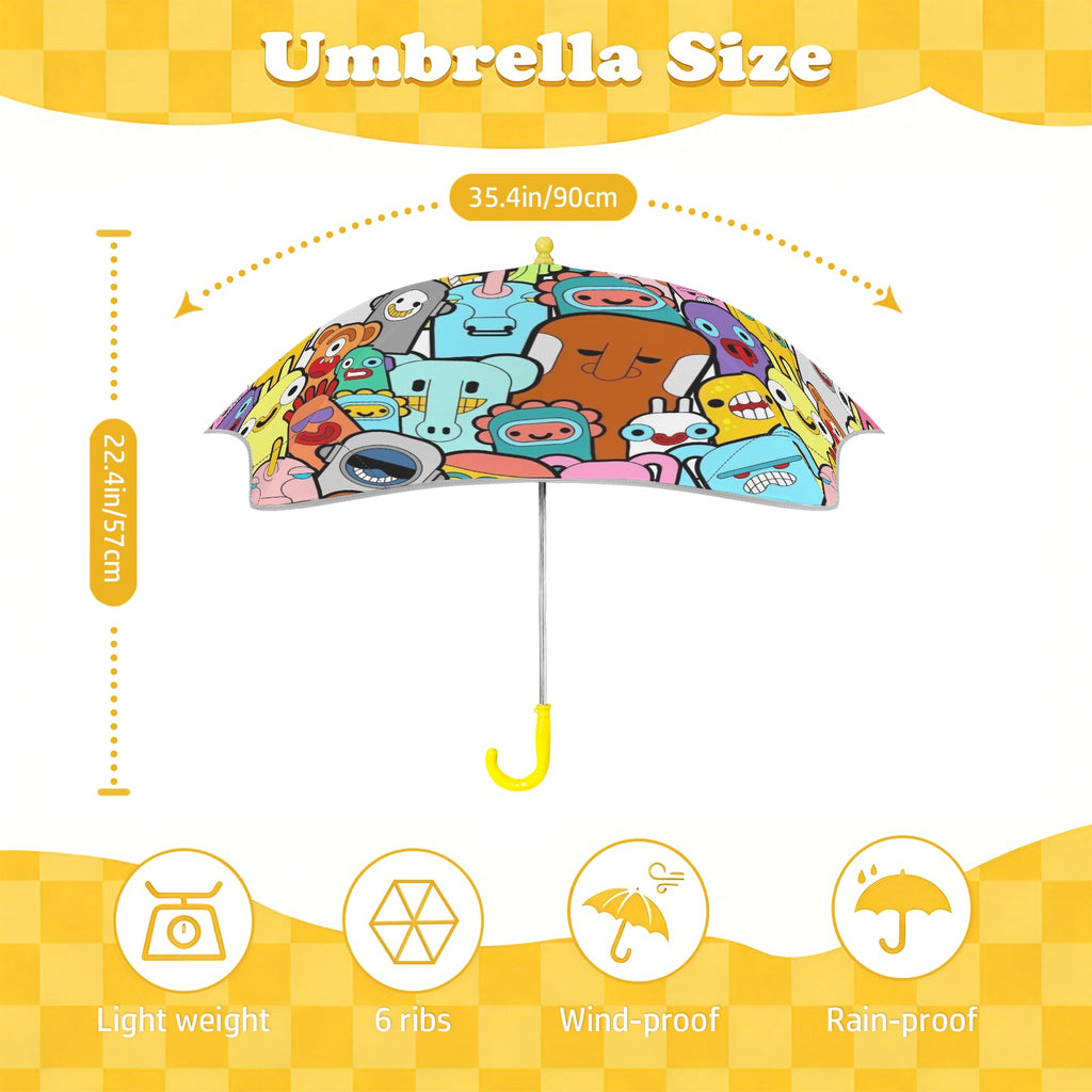 Happy Monsters Kids Safe Round Corner Umbrella Kids Safe Round Corner Umbrella Printed Offshore Sci Fi