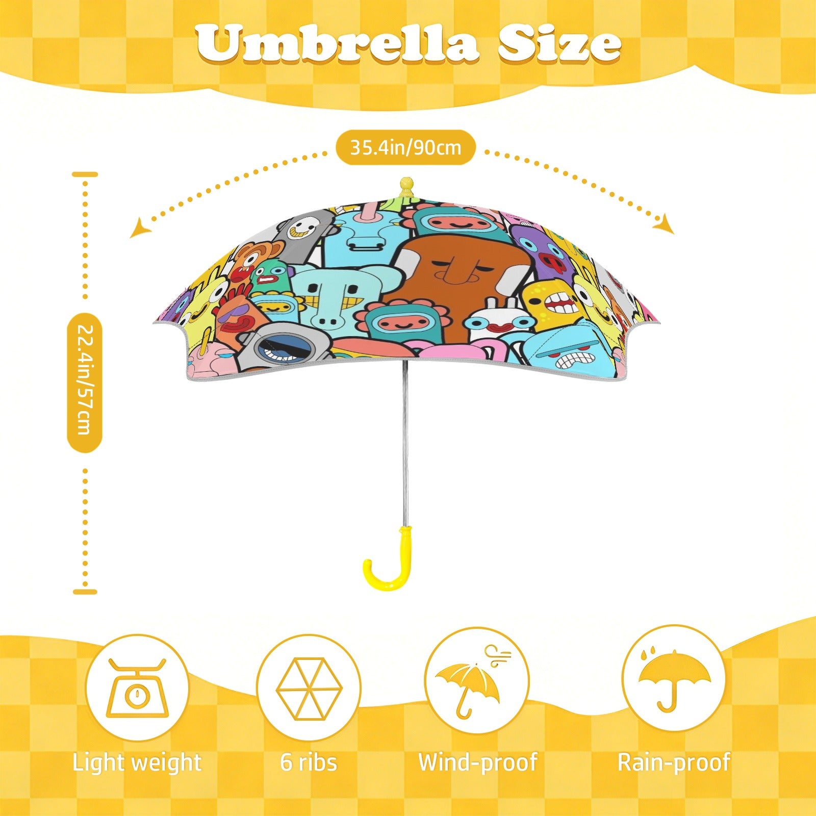 Happy Monsters Kids Safe Round Corner Umbrella Kids Safe Round Corner Umbrella Printed Offshore Sci Fi