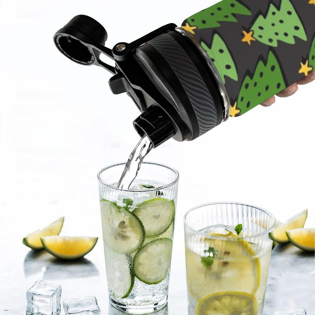 Christmas Trees - Insulated Water Bottle with Dual-Use Lid (18oz) Insulated Water Bottle with Dual-Use Lid (18oz) Christmas Printed Offshore