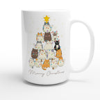 Cats Merry Christmas - White 15oz Ceramic Mug Christmas 15oz Mug Christmas Globally Fulfilled