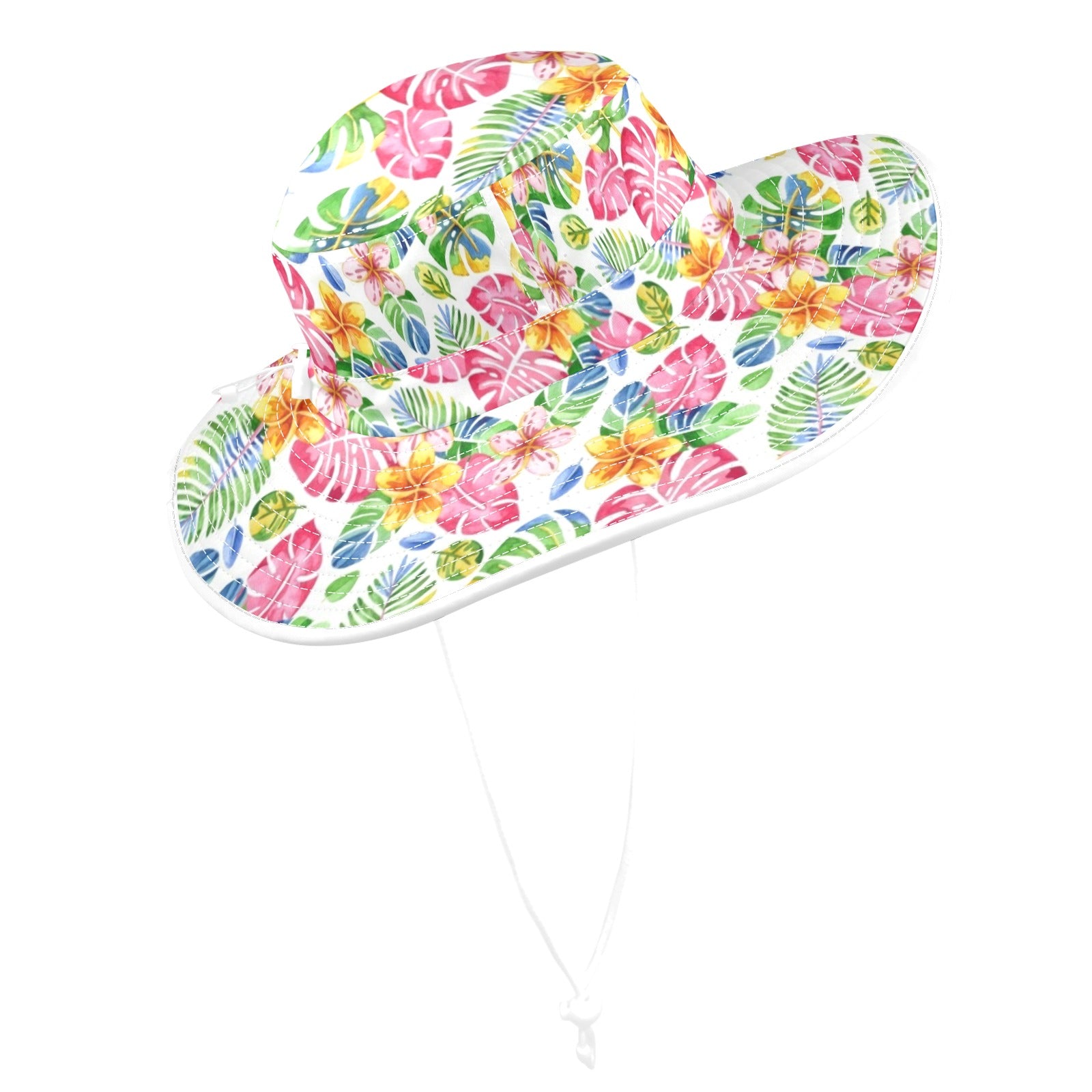 Bright Painted Tropical Wide Brim Bucket Hat Wide Brim Bucket Hat Plants Printed Offshore