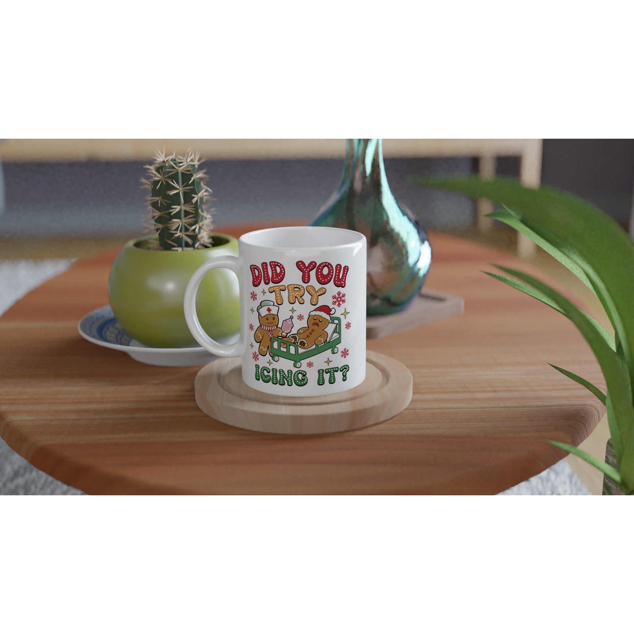 Gingerbread, Did You Try Icing It White 11oz Ceramic Mug Christmas Mug Christmas Globally Fulfilled