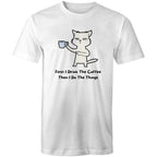 First I Drink The Coffee, Then I Do The Things - Mens T-Shirt White Mens T-shirt animal Coffee Printed In Australia
