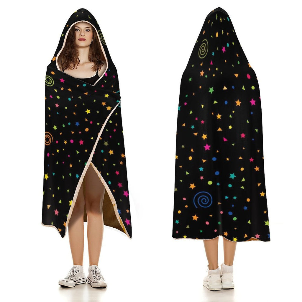 Stars And Swirls Kids Hooded Blanket 100cm x 130cm Kids Hooded Blanket Printed Offshore