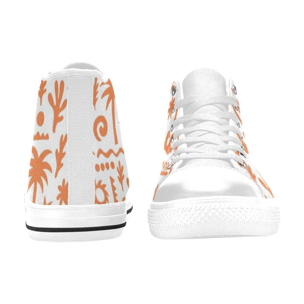 Orange Surf Kids High Top Canvas Shoes