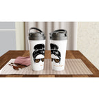 Mum Life - White 15oz Stainless Steel Travel Mug Travel Mug Globally Fulfilled Mum