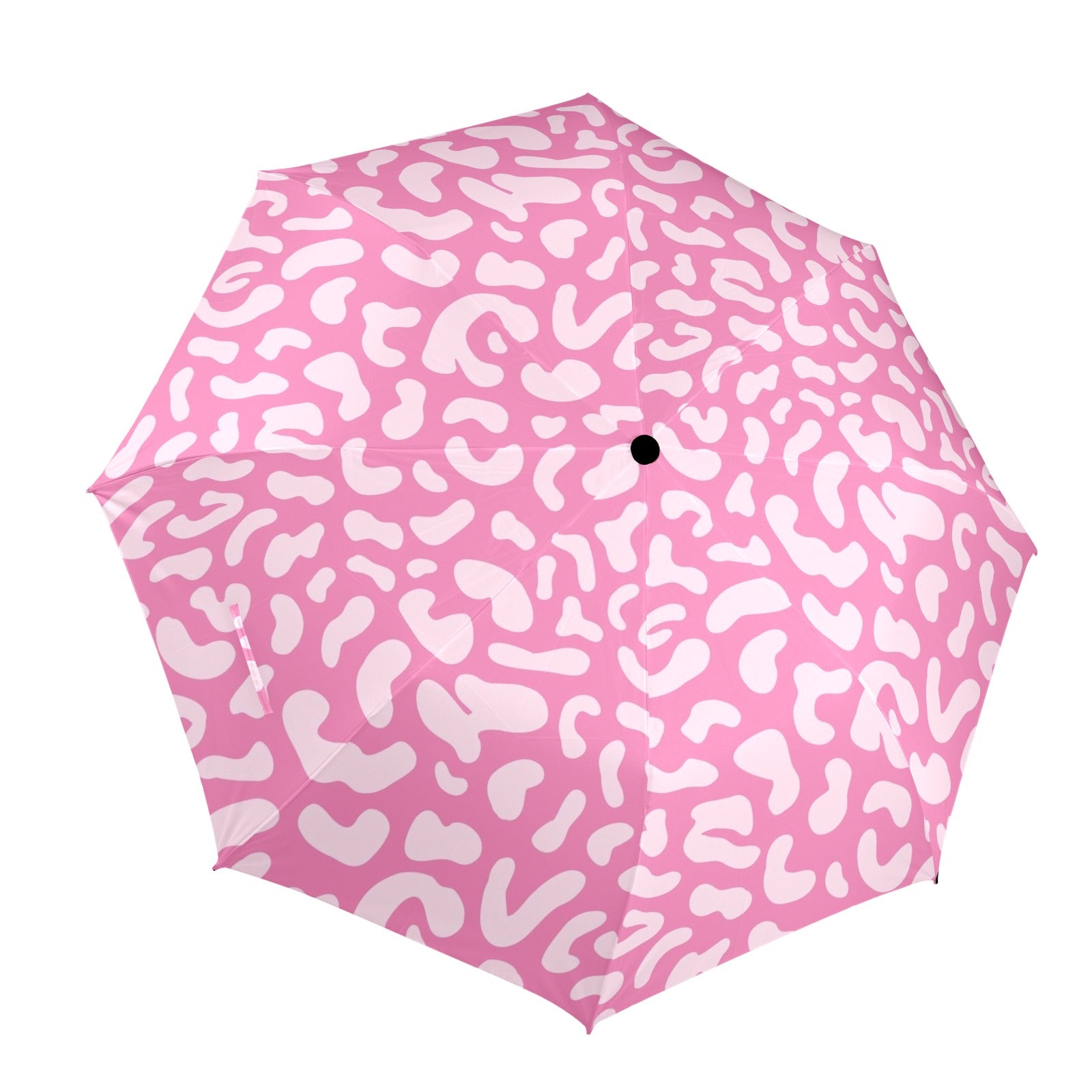 Pink Leopard - Semi-Automatic Foldable Umbrella (Model U12) One Size Semi-Automatic Foldable Umbrella (U12)