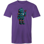 Robot - Mens T-Shirt Purple Mens T-shirt Printed In Australia Sci Fi