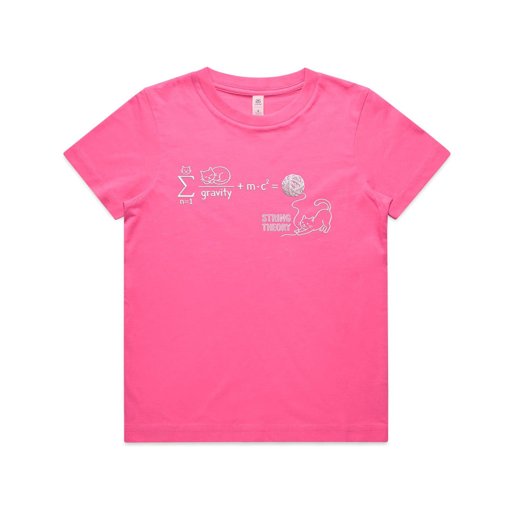 Cat String Theory Physics Kids AS Colour T-shirt Charity pink Kids Youth T-shirt animal Printed In Australia Science