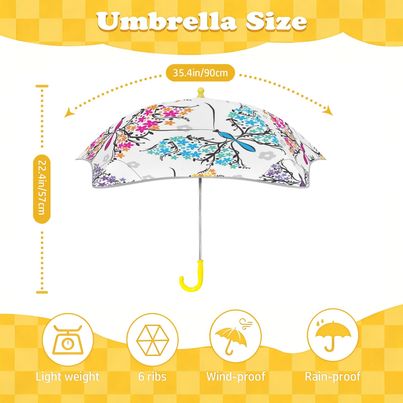 Floral Butterfly Kids Safe Round Corner Umbrella Kids Safe Round Corner Umbrella animal Printed Offshore