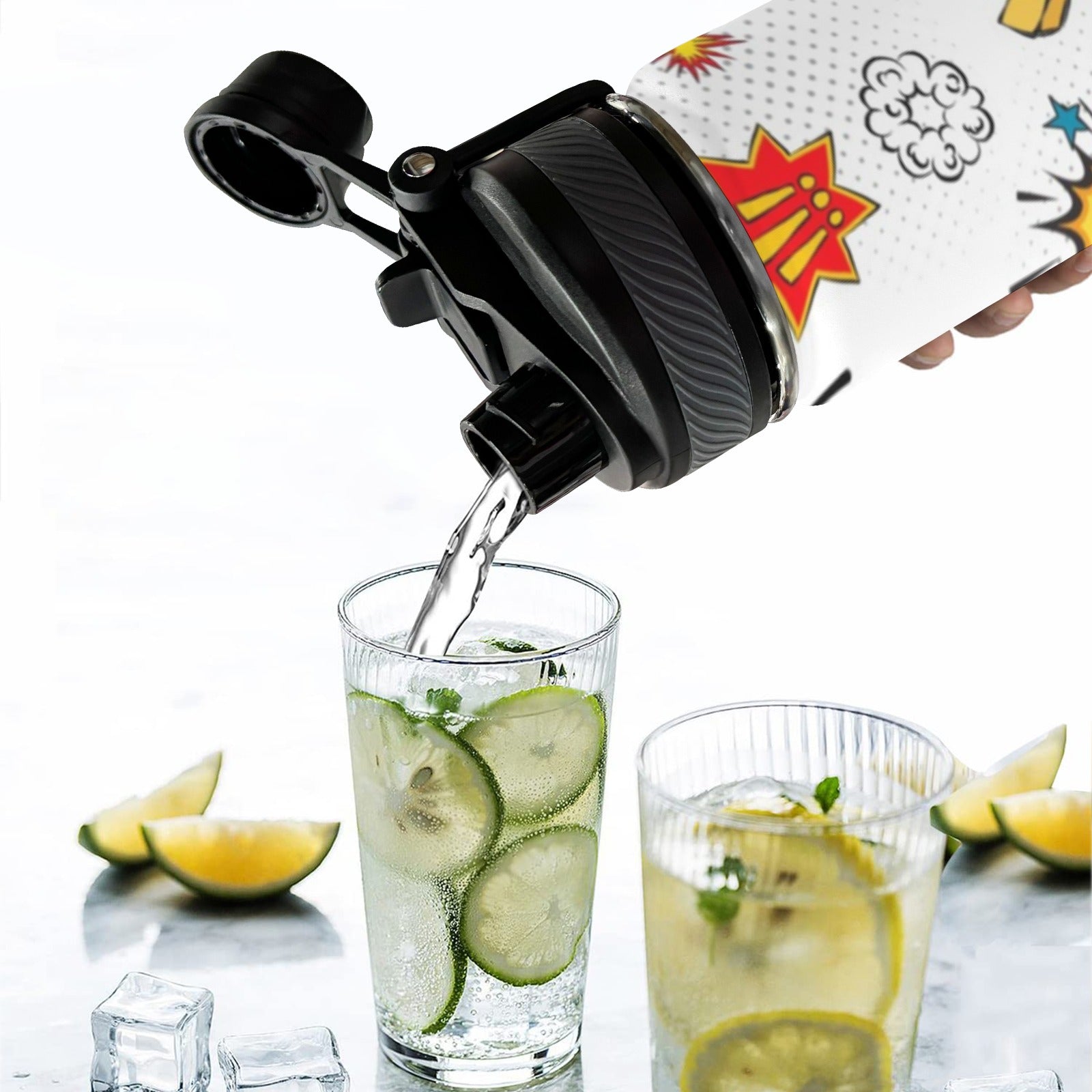 Superdog - Insulated Water Bottle with Dual-Use Lid (18oz) Insulated Water Bottle with Dual-Use Lid (18oz) animal comic Printed Offshore