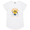Good Vibes All Day Long Women's AS Colour Scoop Neck T-Shirt White Womens Scoop Neck T-shirt Positivity Printed In Australia Retro