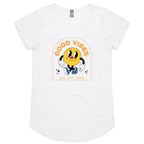 Good Vibes All Day Long - Womens Scoop Neck T-Shirt White Womens Scoop Neck T-shirt Positivity Printed In Australia Retro