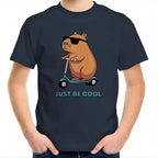 Just Be Cool, Capybara - Kids Youth T-Shirt Navy Kids Youth T-shirt animal Printed In Australia