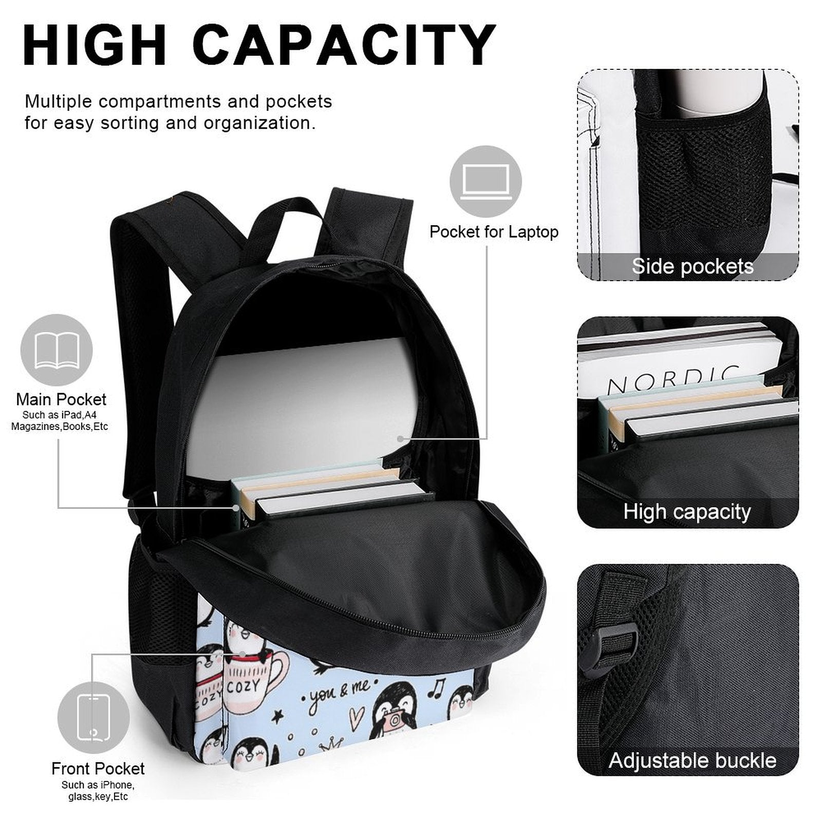 Penguin Love - Three Piece Backpack Set