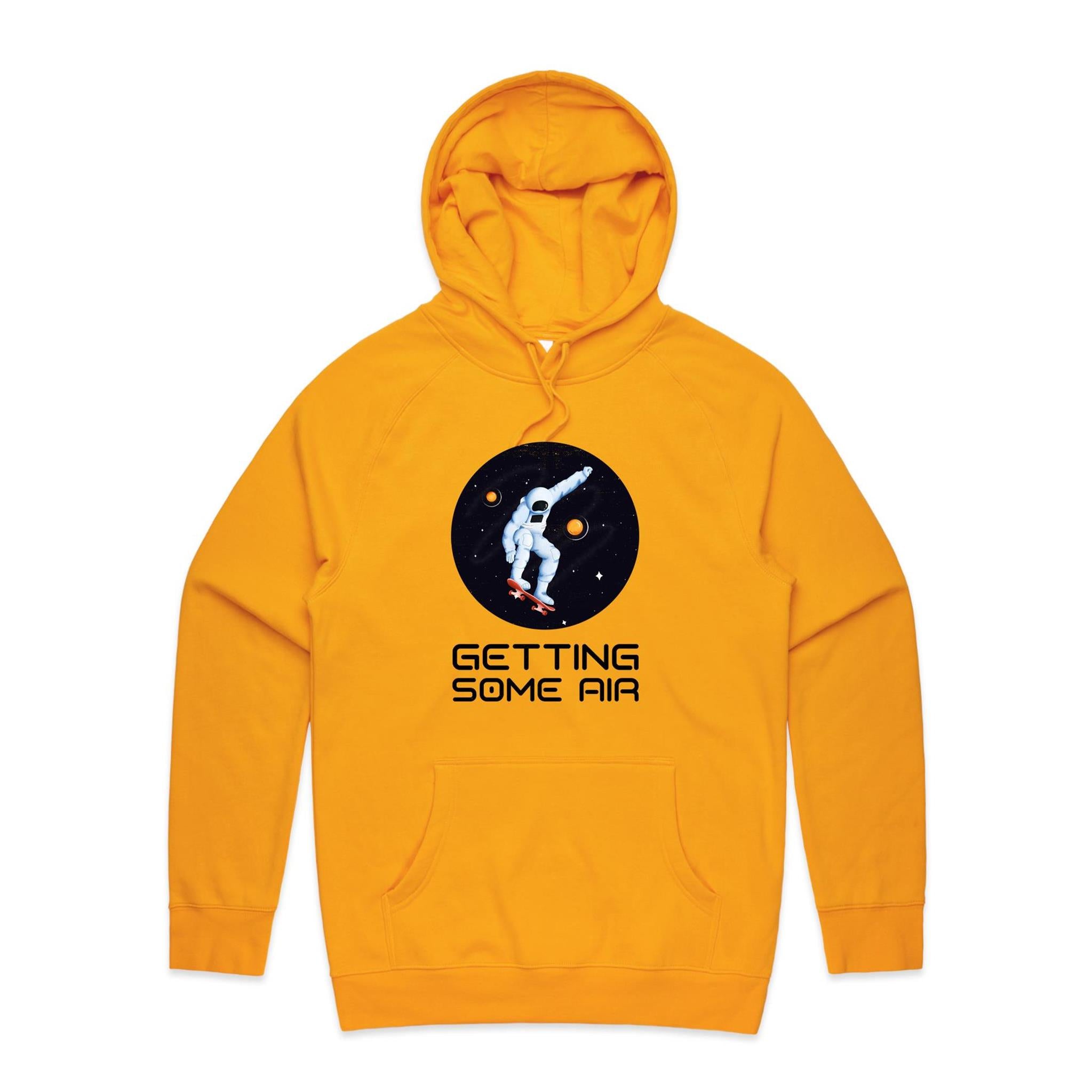 Getting Some Air, Skateboard Astronaut - Mens Hoodie Gold Mens Hoodie Printed In Australia Space