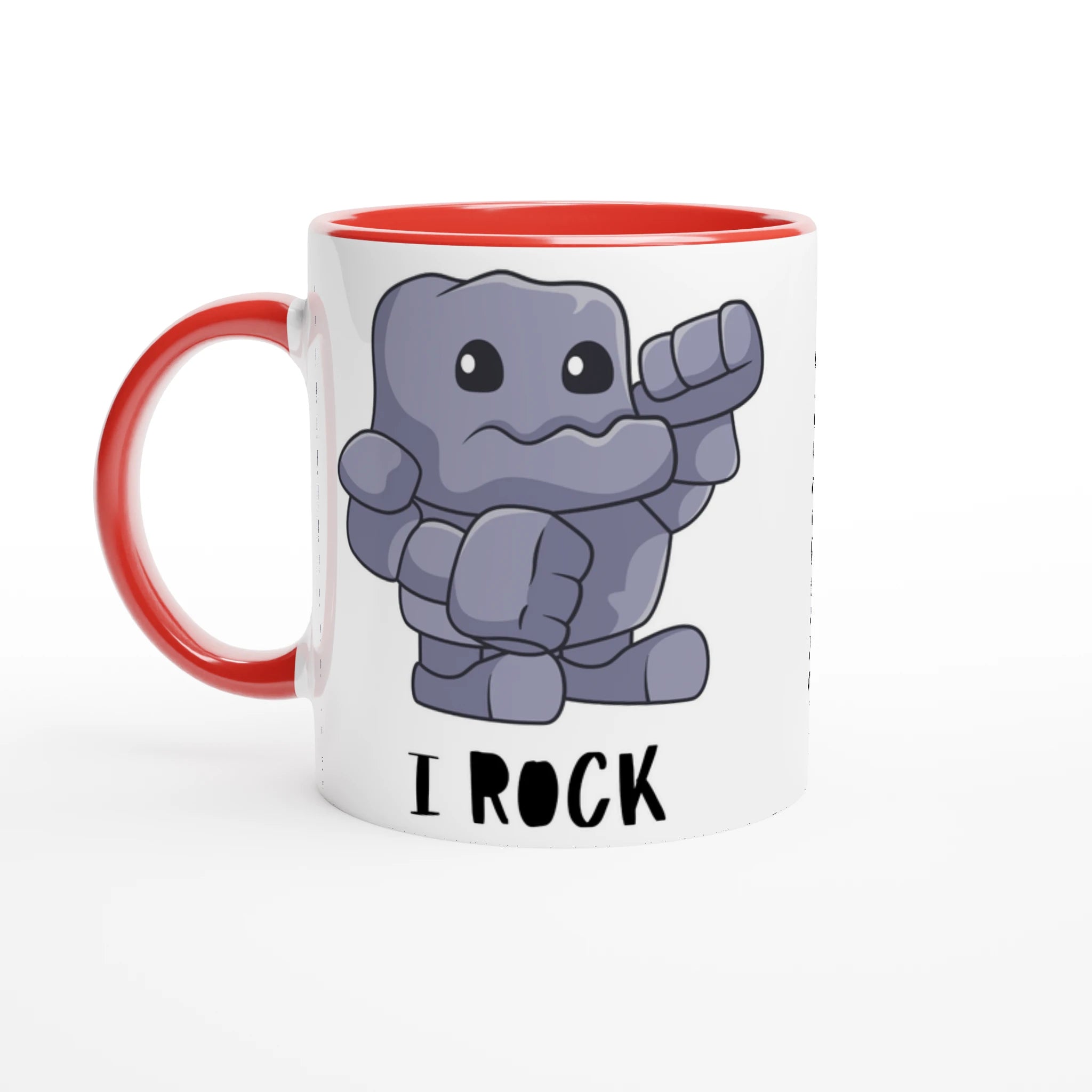 Pesonalise - I Rock - White 11oz Ceramic Mug Ceramic Red Personalised Mug customise Globally Fulfilled Music personalise