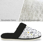 Music Time Men's Fur Trim Thick-Sole Indoor Slippers Men's Fur Trimmed Slippers Music Printed Offshore