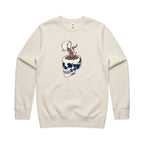 Coffee Skull - AS Colour Stencil Crew Ecru Sweatshirt Coffee Printed In Australia