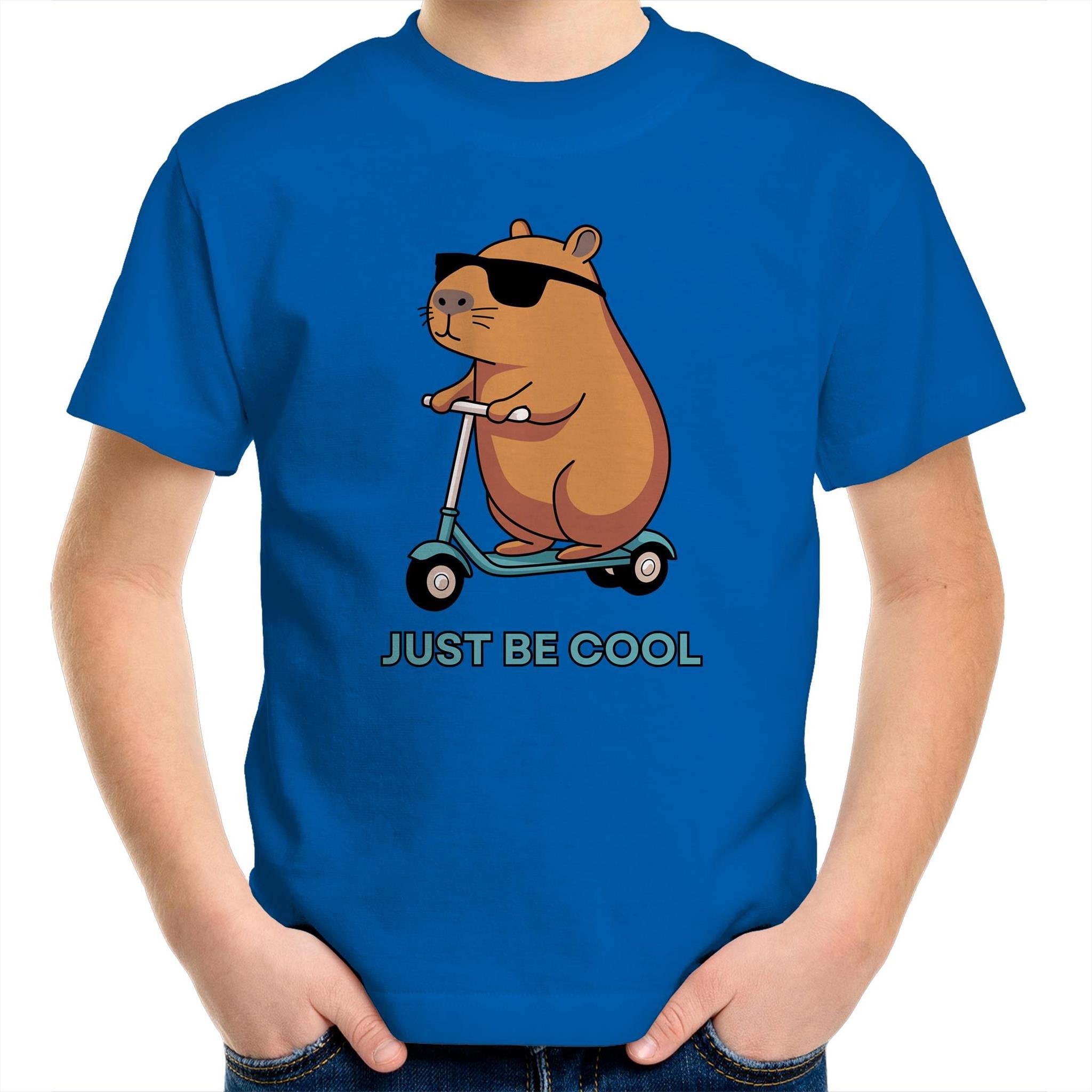 Just Be Cool, Capybara - Kids Youth T-Shirt Bright Royal Kids Youth T-shirt animal Printed In Australia