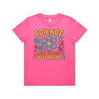 Science, Like Magic But Real Kid's AS Colour T-shirt Charity pink Kids Youth T-shirt Printed In Australia Science