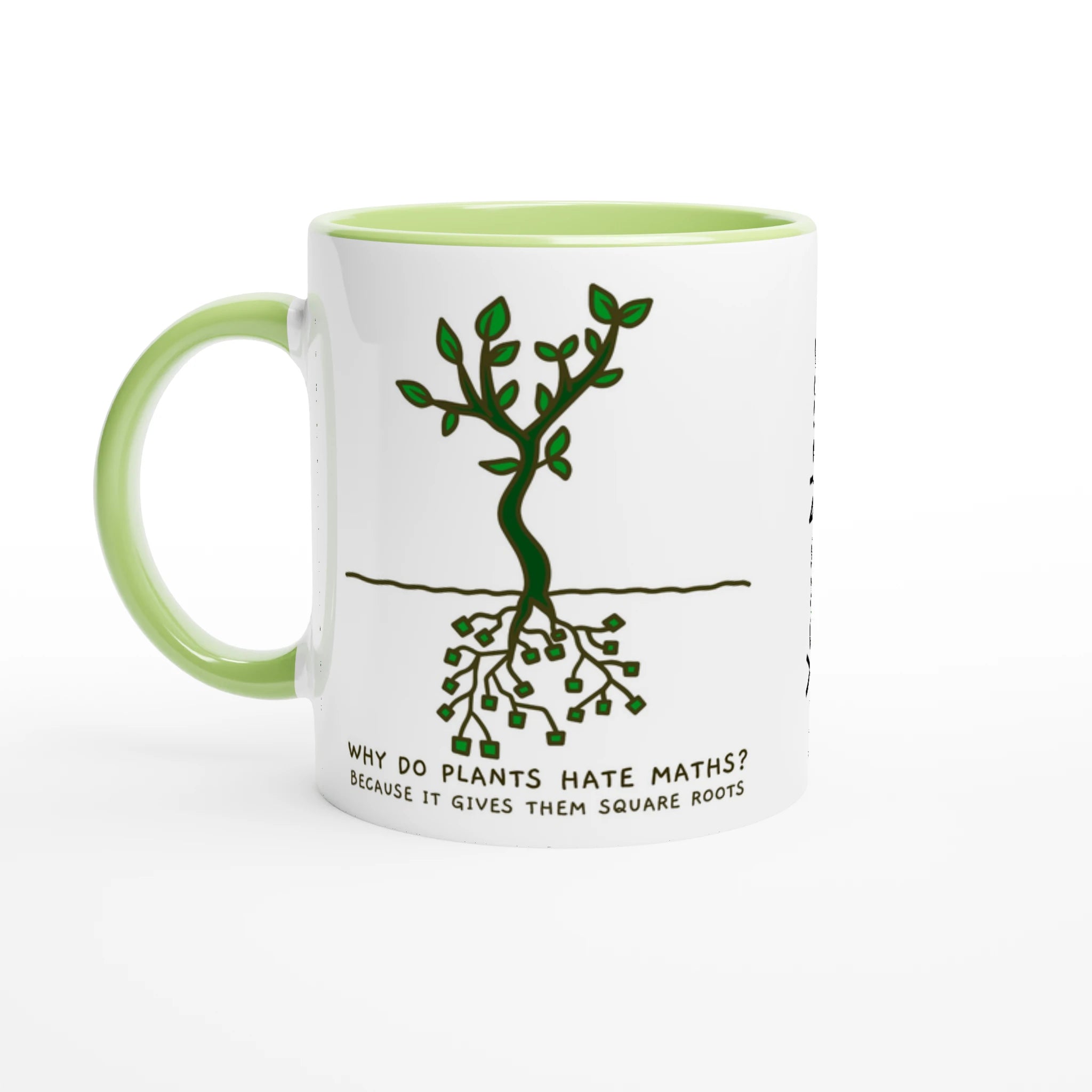 Personalised - Square Roots - White 11oz Ceramic Mug White 11oz Ceramic Mug with Color Inside Ceramic Green Personalised 11oz Mug customise Globally Fulfilled Maths personalise Plants Science