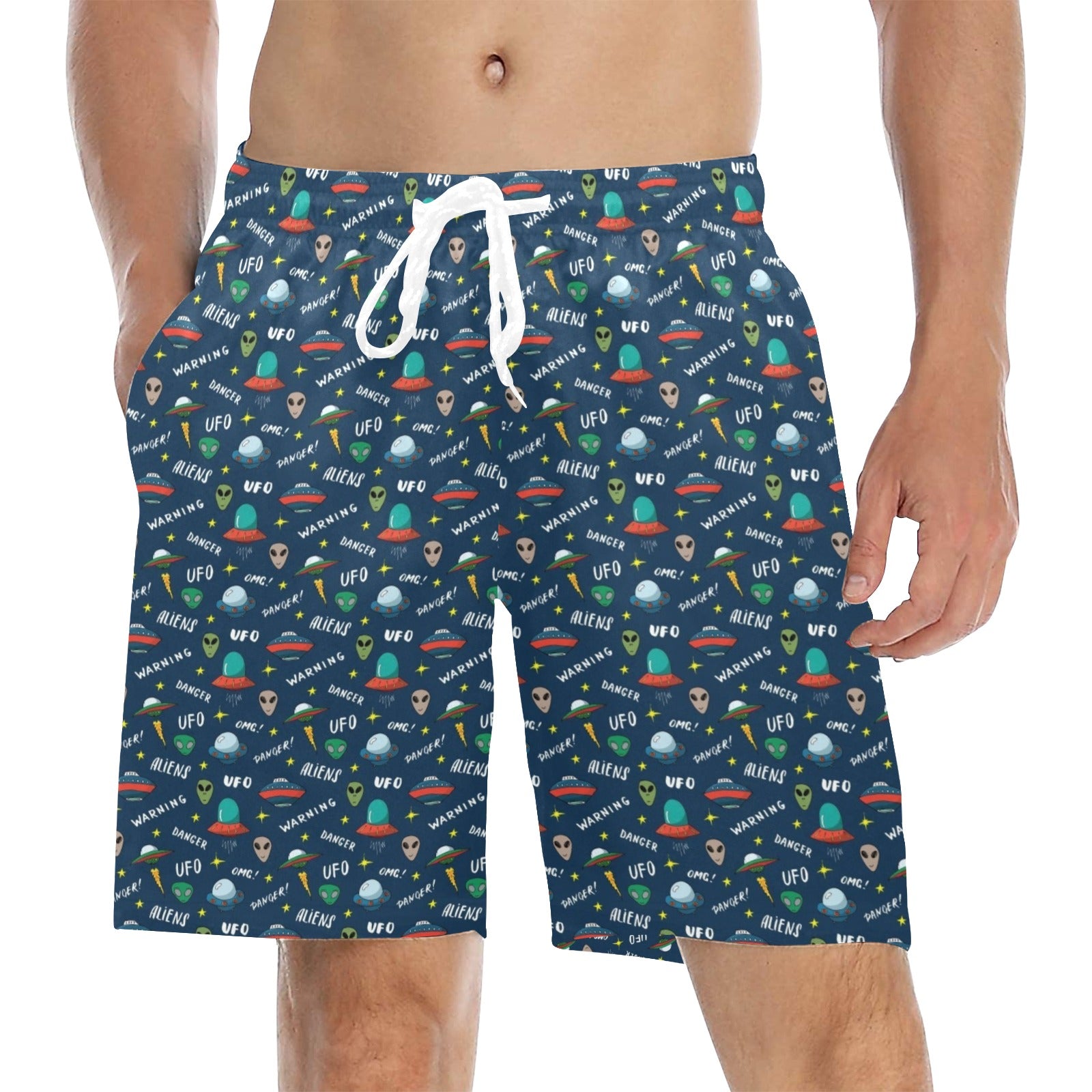UFO's And Aliens Men's Mid-Length Beach Shorts 5XL Men's Mid-Length Beach Shorts Printed Offshore Sci Fi