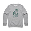 Cat, Did Somebody Say Snack? AS Colour Stencil Crew Unisex Grey Marle Sweatshirt animal Food Printed In Australia
