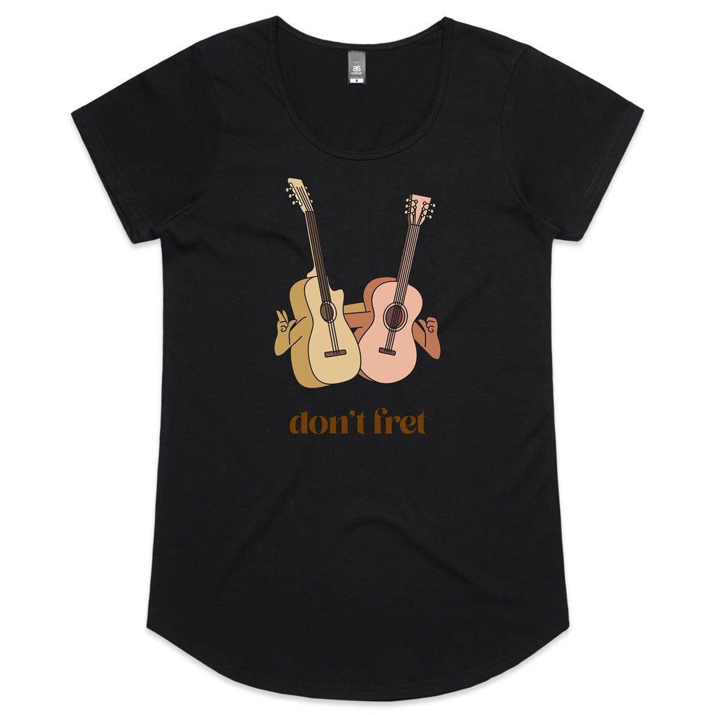 Don't Fret, Guitars - Womens Scoop Neck T-Shirt Black Womens Scoop Neck T-shirt Music Printed In Australia