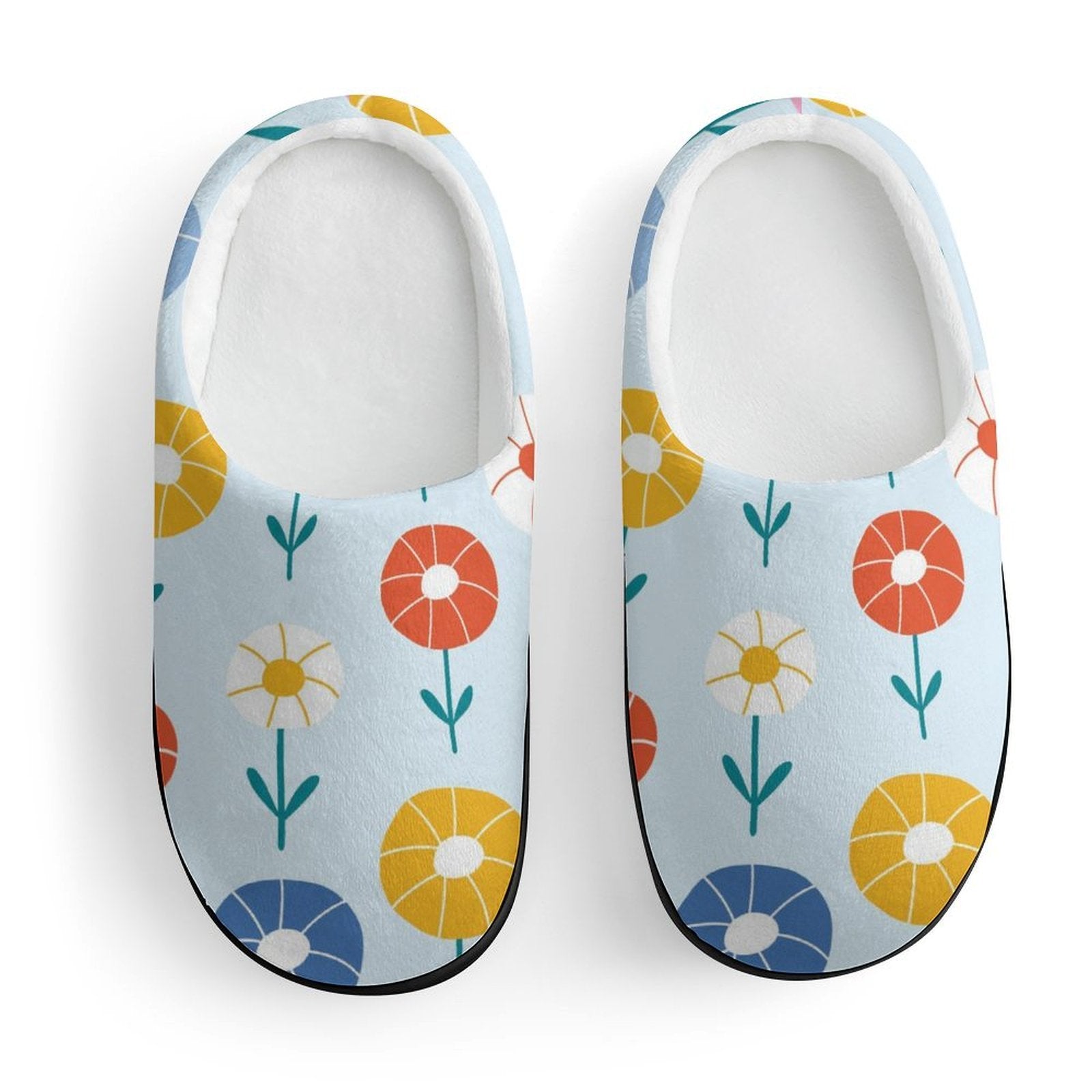Abstract Cute Flowers Kids Cotton Slippers
