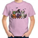 Halloween Raccoons - Kids Youth T-Shirt Pink Kids Youth T-shirt Halloween Printed In Australia