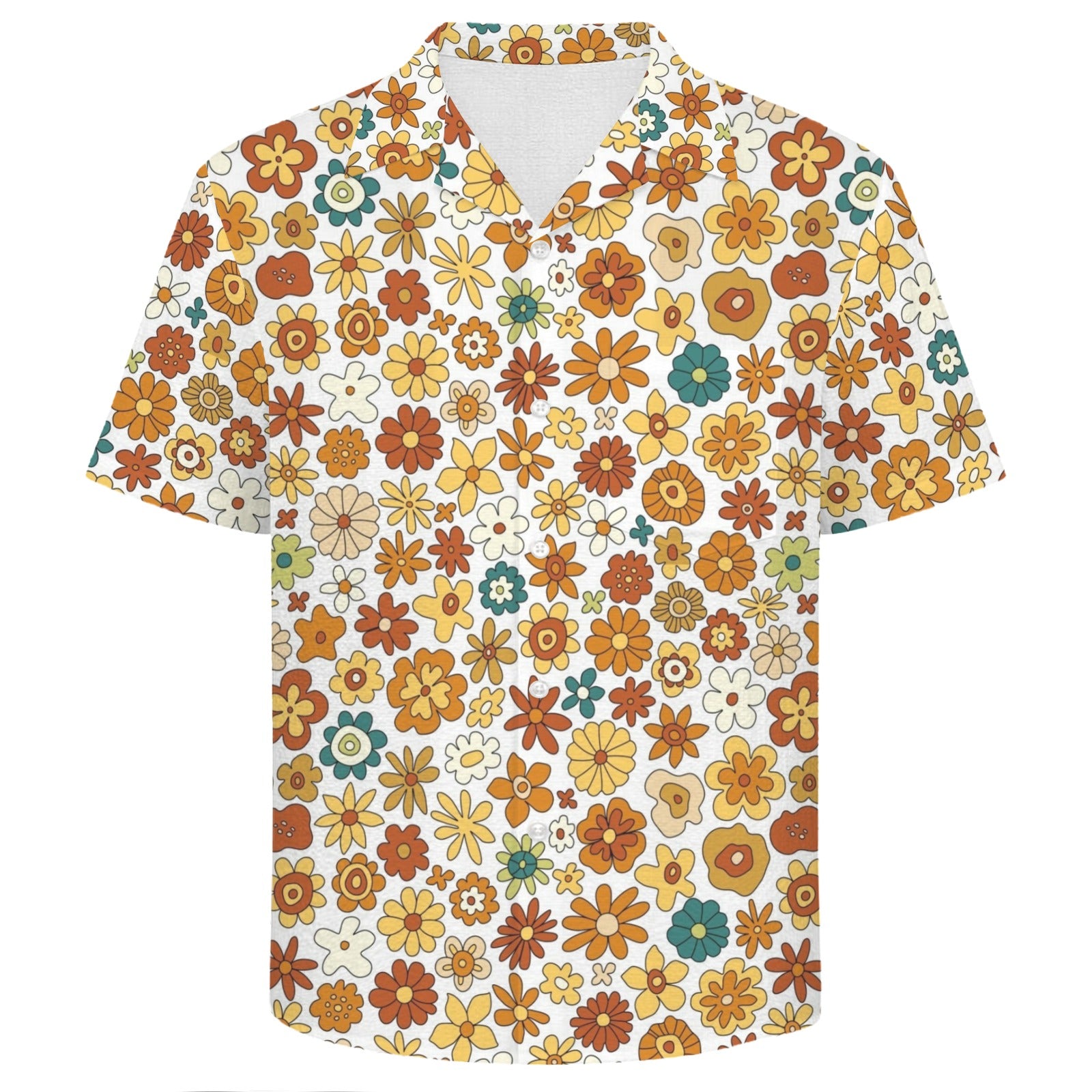 70's Style Floral Men's Crinkle Hawaiian Shirt