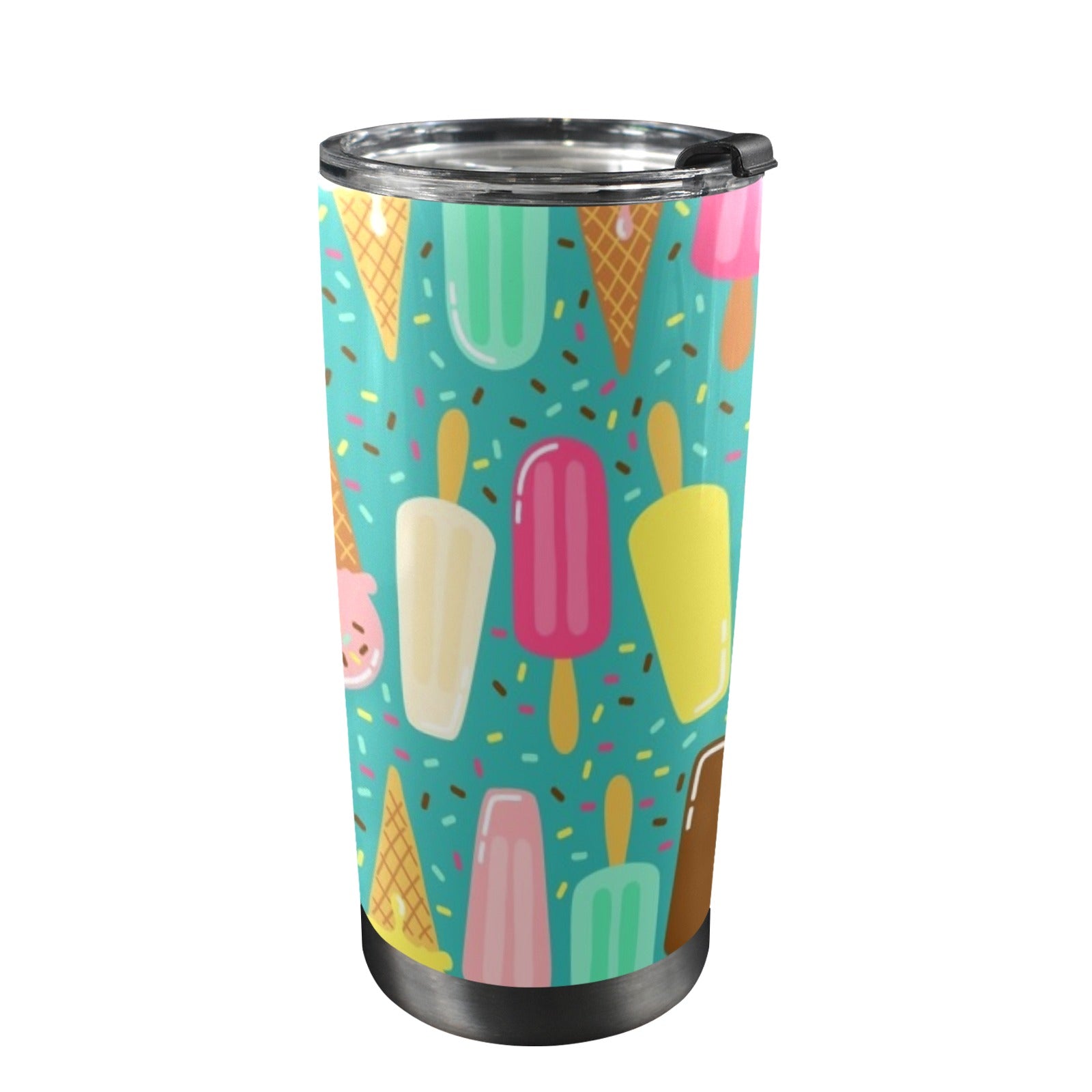 Ice Cream - 20oz Mobile Tumbler with Lid (Black Lock) One Size 20oz Travel Mug Food Printed Offshore