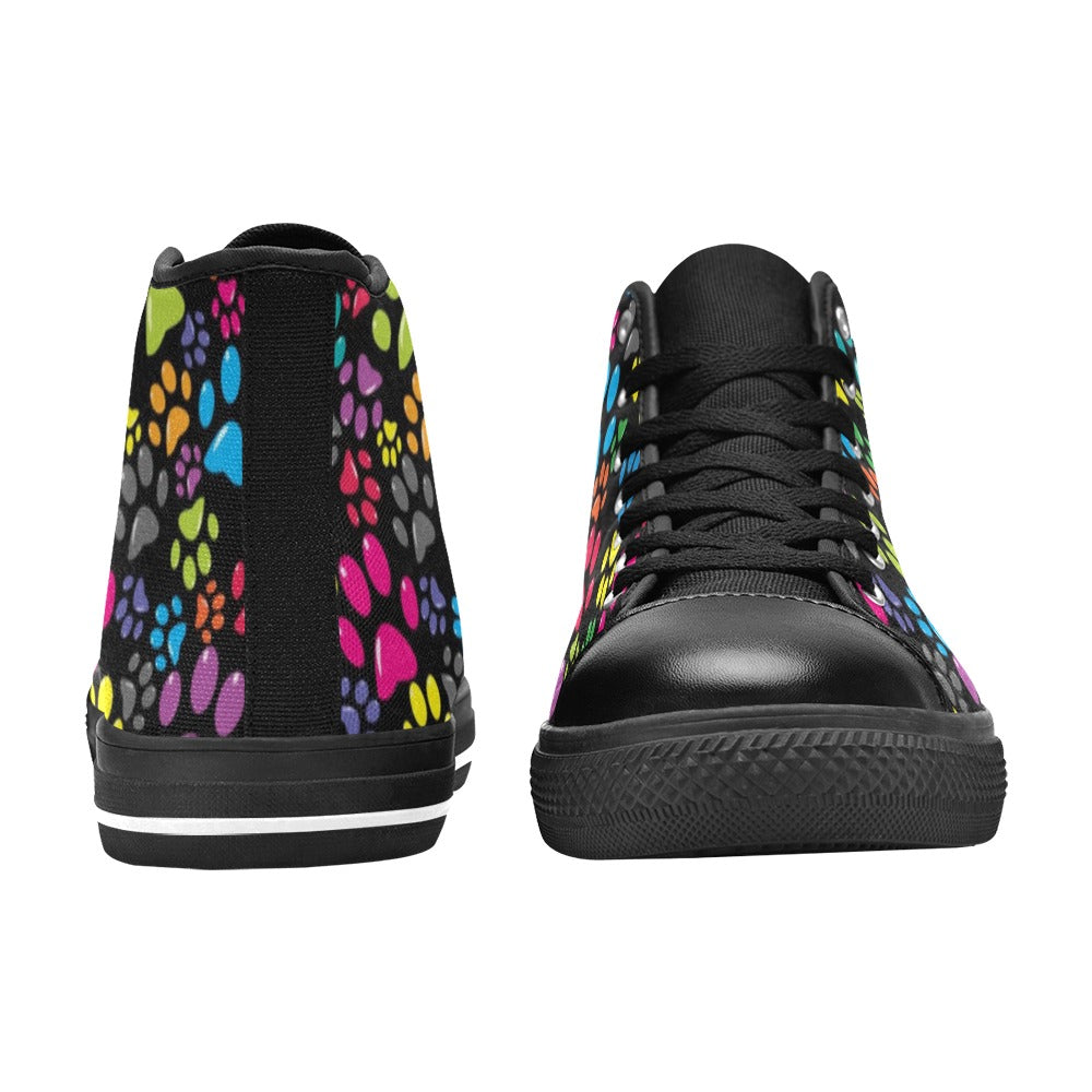Dog Paws - Kids High Top Canvas Shoes