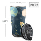 Rocket and Planets In Space - 20oz Mobile Tumbler with Lid (Black Lock) 20oz Travel Mug Printed Offshore Space